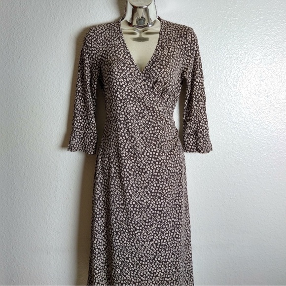 DVF Maternity Brown Silk Wrap Dress Size Small - Picture 3 of 5
